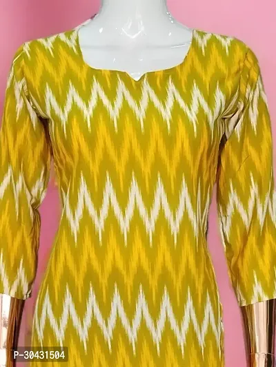 Stylish Yellow Printed Crepe Straight Kurta For Women-thumb2