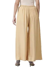 PT Latest Women Rayon Loose fit Stylish Palazzo Solid Soft Plain Design with Elastic and Knote in Free Size - 26 Inch's to 38 Inch's/12 inch Flair Pack of 1 Camel-thumb2