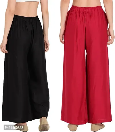 Elegant Black Rayon Solid Ethnic Pant For Women-thumb2