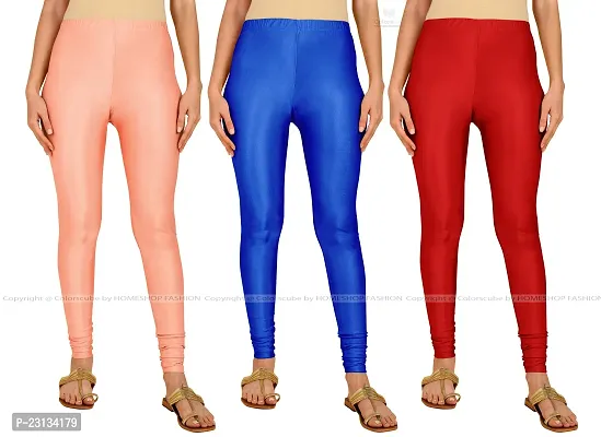 Fabulous Multicoloured Lycra Blend Solid Leggings For Women Pack Of 3