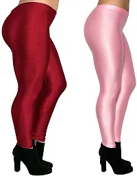 Fabulous Multicoloured Satin Solid Leggings For Women Pack Of 2-thumb1