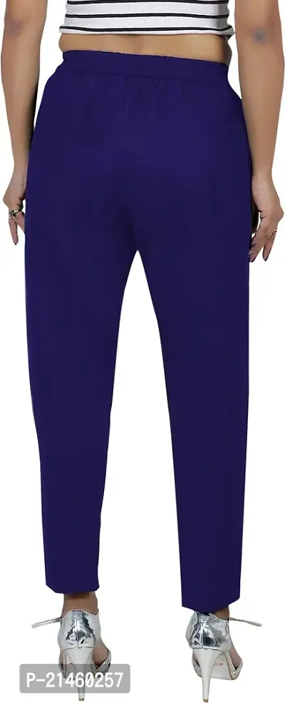 Elegant Blue Cotton Blend Solid Ethnic Pant For Women-thumb2