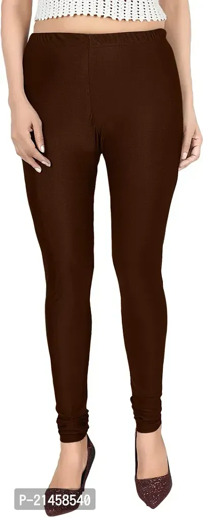 Fabulous Brown Satin Solid Leggings For Women Pack Of 1-thumb0