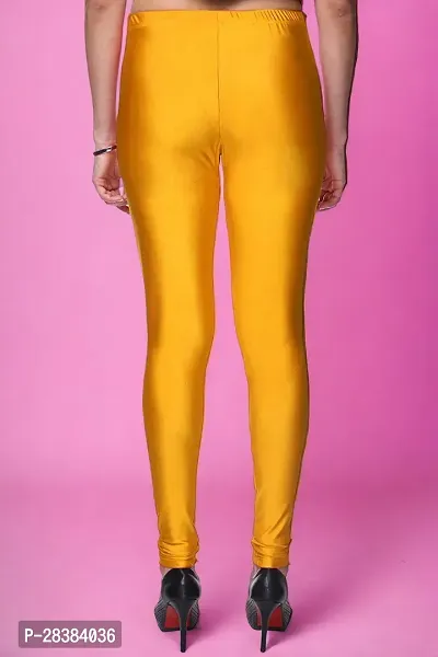 Stylish Mustard Lycra Blend Solid Leggings For Women-thumb2