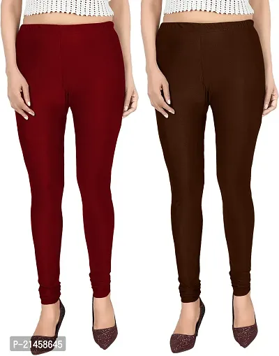 Fabulous Multicoloured Satin Solid Leggings For Women Pack Of 2