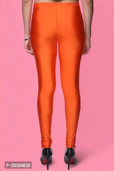 Stylish Orange Lycra Blend Solid Leggings For Women-thumb2