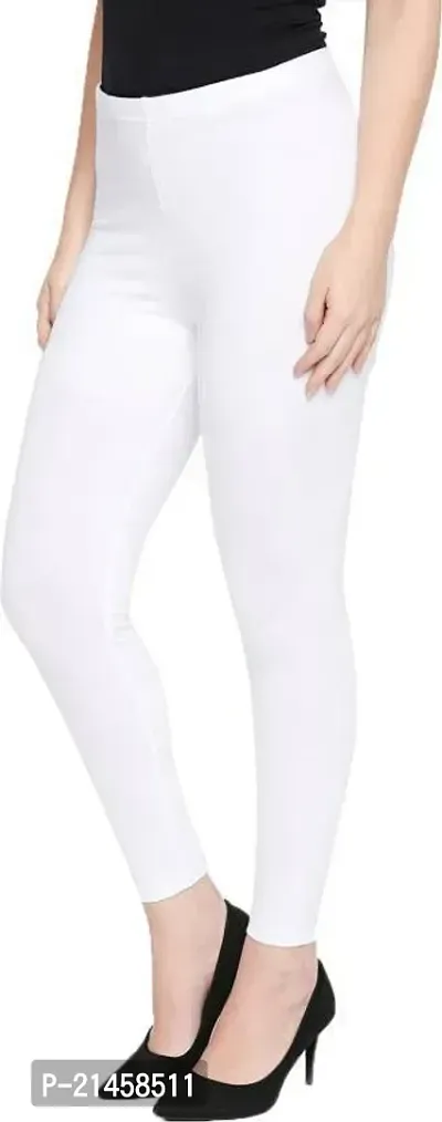 Fabulous White Satin Solid Leggings For Women Pack Of 1-thumb3