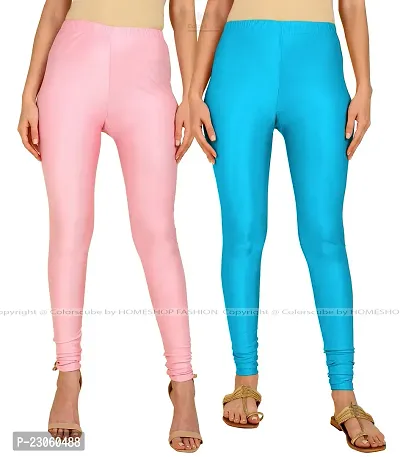 Stylish Women Lycra Blend Leggings Pack of 2