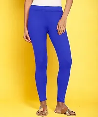 Fabulous Blue Cotton Solid Ankle Length Leggings For Women-thumb1