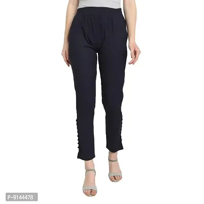 PT Regular Fit Elastic Waist Cotton Pencil Pant Casual/Formal Trousers for Women with Pockets for Casual  Official Use for Women's  Girls Available in 13 Colors.