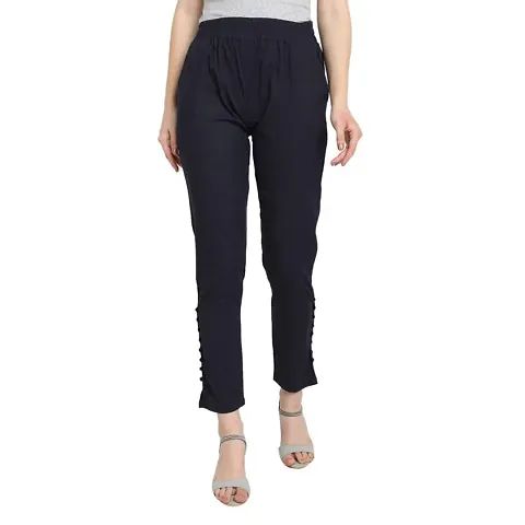 PT Regular Fit Elastic Waist Pencil Pant Casual/Formal Trousers for Women with Pockets for Casual Official Use for Women's Girls Available in 13 Colors.