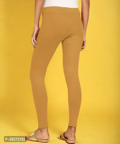 Fabulous Golden Cotton Solid Ankle Length Leggings For Women-thumb3