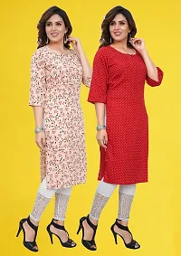 Fancy Straight Multicoloured Printed Crepe Kurta For Women Pack Of 2-thumb1