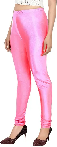 Fabulous Pink Satin Solid Leggings For Women Pack Of 1-thumb2