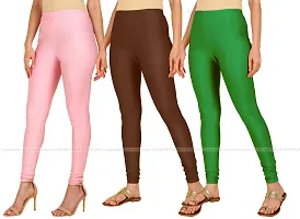 Fabulous Multicoloured Lycra Blend Solid Leggings For Women Pack Of 3-thumb1