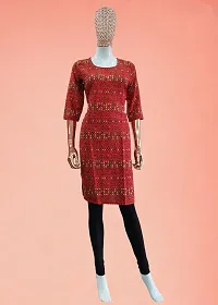 Stylish Red Crepe Printed Kurta For Women-thumb2