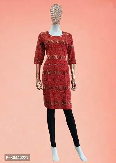 Stylish Red Crepe Printed Kurta For Women-thumb3