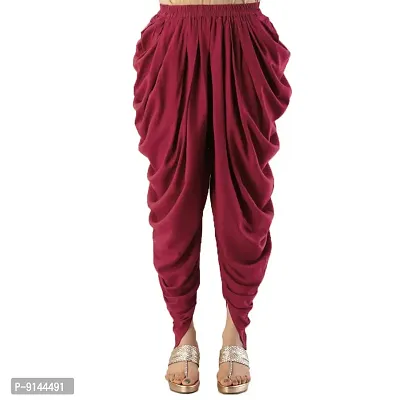 PT Latest Reyon Traditional Dhoti Patiala Salwar/Pants Stylish Stitched for Women's and Girls (Free Size) Maroon