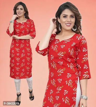 Stylish Red Crepe Kurta For Women