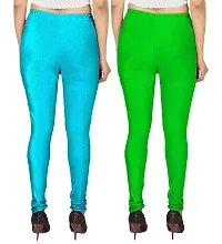 PT Stretchable fit Satin Shiny Lycra Shimmer Chudidar Leggings for Women and Girl in Wide Shades of Vibrant Colors in Regular and Plus Size (23 Colors Pack of 2-thumb1