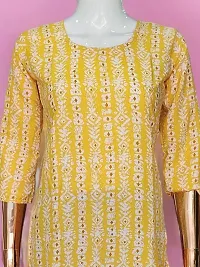 Stylish Yellow Printed Crepe Straight Kurta For Women-thumb1