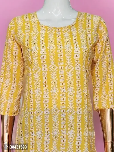 Stylish Yellow Printed Crepe Straight Kurta For Women-thumb2