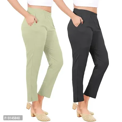 PT Latest Toko Stretchable Trousers for Women (Pack of 2) Straight Fit Pant for Casual, Daily and Office wear with Elastic Waist and Pockets.-thumb3