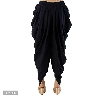 PT Latest Reyon Traditional Dhoti Patiala Salwar/Pants Stylish Stitched for Women's and Girls (Free Size) Black-thumb2