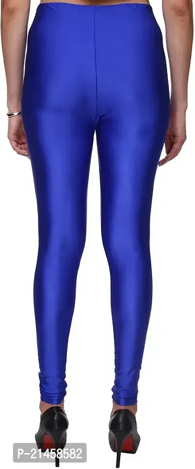 Fabulous Blue Satin Solid Leggings For Women Pack Of 1-thumb2