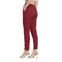 PT Regular Fit Elastic Waist Cotton Pencil Pant Casual/Formal Trousers for Women with Pockets for Casual  Official Use for Women's  Girls Available in 13 Colors.-thumb2