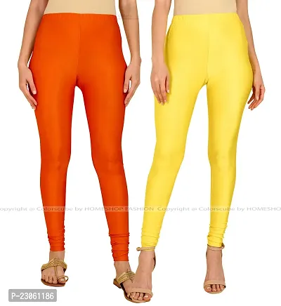 Stylish Women Lycra Blend Leggings Pack of 2