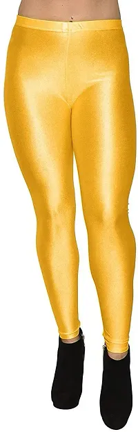 Fabulous Yellow Satin Solid Leggings For Women Pack Of 1-thumb0