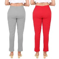 PT Latest Toko Stretchable Trousers for Women (Pack of 2) Straight Fit Pant for Casual, Daily and Office wear with Elastic Waist and Pockets.-thumb1