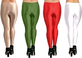 Fabulous Multicoloured Satin Solid Leggings For Women Pack Of 4-thumb1