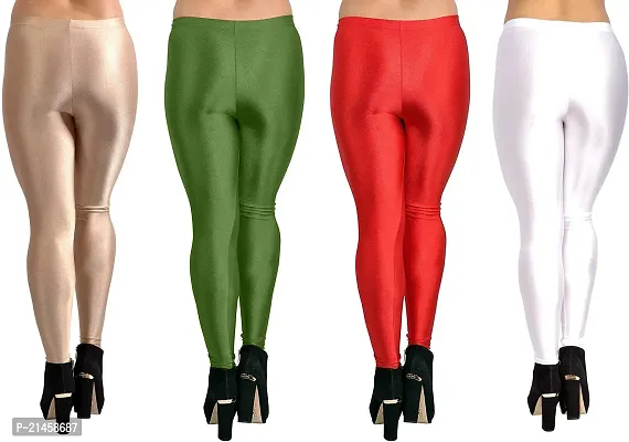 Fabulous Multicoloured Satin Solid Leggings For Women Pack Of 4-thumb2