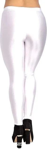 Fabulous White Satin Solid Leggings For Women Pack Of 1-thumb3