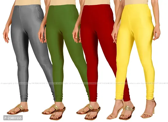 Stylish Fancy Lycra Blend Solid Leggings For Women Pack Of 4-thumb2