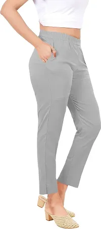 Elegant Grey Cotton Slub Solid Ethnic Pant For Women-thumb2