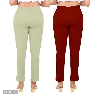 PT Latest Toko Stretchable Trousers for Women (Pack of 2) Straight Fit Pant for Casual, Daily and Office wear with Elastic Waist and Pockets.-thumb2