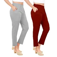 PT Latest Toko Stretchable Trousers for Women (Pack of 2) Straight Fit Pant for Casual, Daily and Office wear with Elastic Waist and Pockets.-thumb2