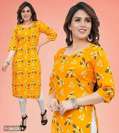 Stylish Yellow Crepe Kurta For Women