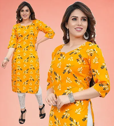 Stylish Crepe Printed Straight Kurti