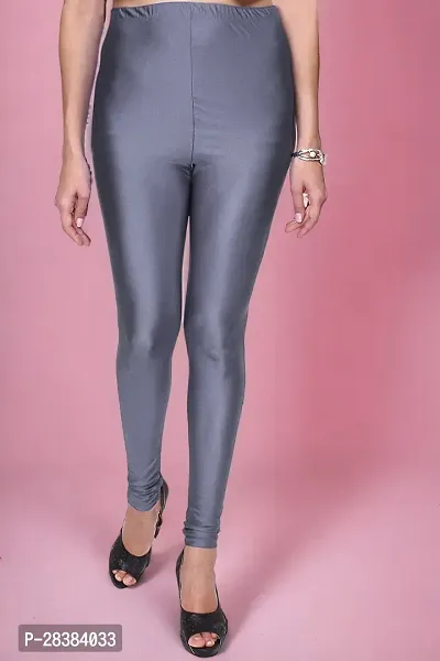 Stylish Grey Lycra Blend Solid Leggings For Women-thumb0