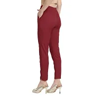 PT Regular Fit Elastic Waist Cotton Pencil Pant Casual/Formal Trousers for Women with Pockets for Casual  Official Use for Women's  Girls Available in 13 Colors.-thumb1