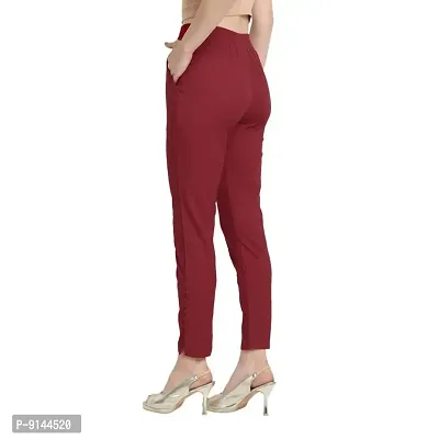 PT Regular Fit Elastic Waist Cotton Pencil Pant Casual/Formal Trousers for Women with Pockets for Casual  Official Use for Women's  Girls Available in 13 Colors.-thumb2