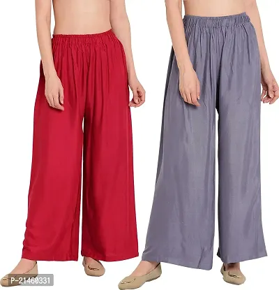 Elegant Maroon Rayon Solid Ethnic Pant For Women-thumb0