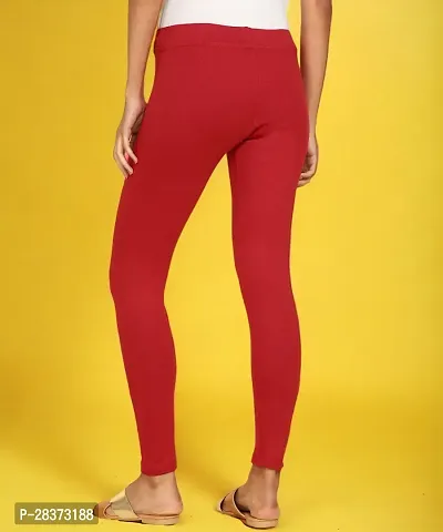 Fabulous Red Cotton Solid Ankle Length Leggings For Women-thumb3