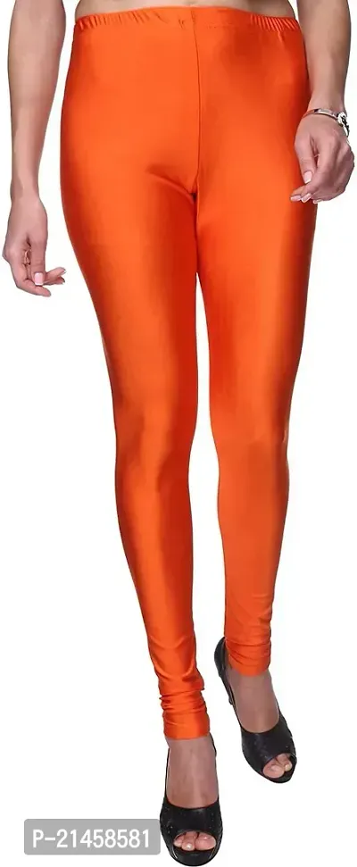 Fabulous Orange Satin Solid Leggings For Women Pack Of 1-thumb0