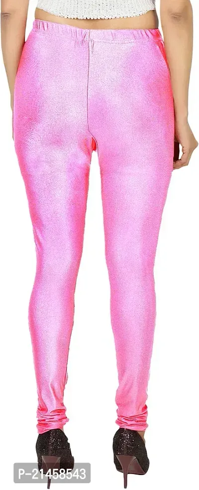 Fabulous Pink Satin Solid Leggings For Women Pack Of 1-thumb2