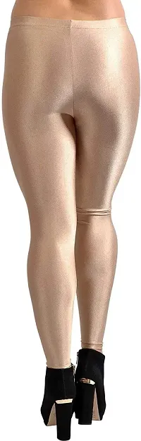 Fabulous Beige Satin Solid Leggings For Women Pack Of 1-thumb1